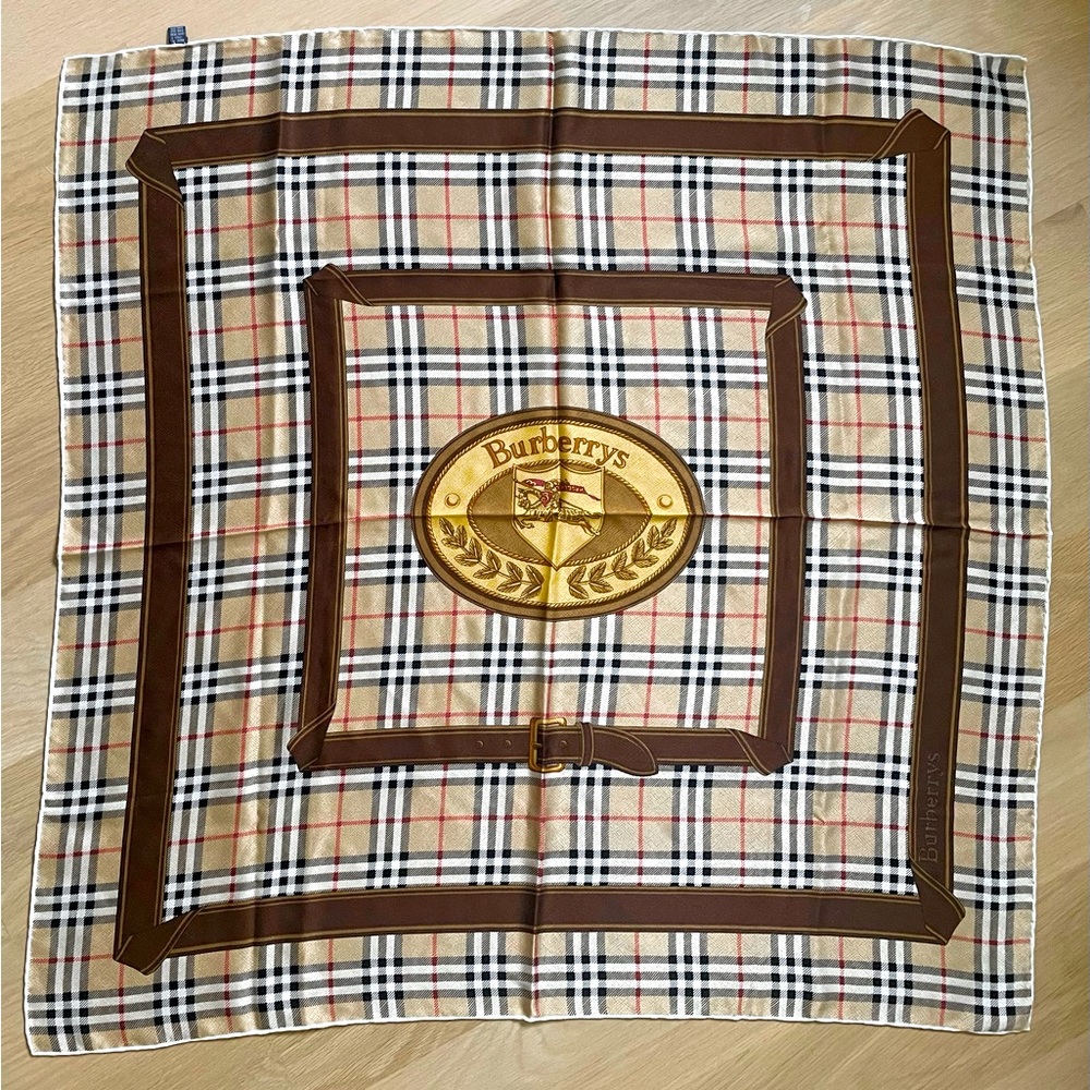 RARE Burberry Vintage 100% Silk Scarf